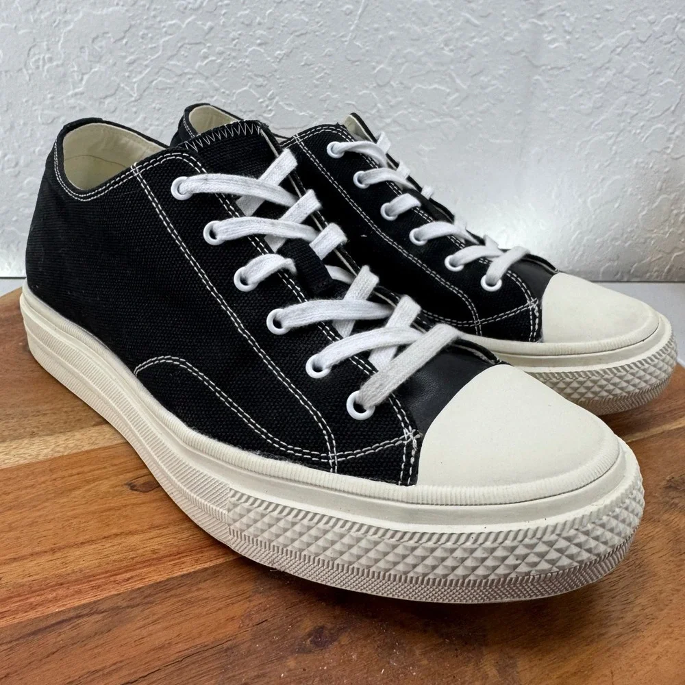 CHAMARIPA Black Canvas‎ Platform Sneakers Women EU 40 US 9 Cream Toe Cap